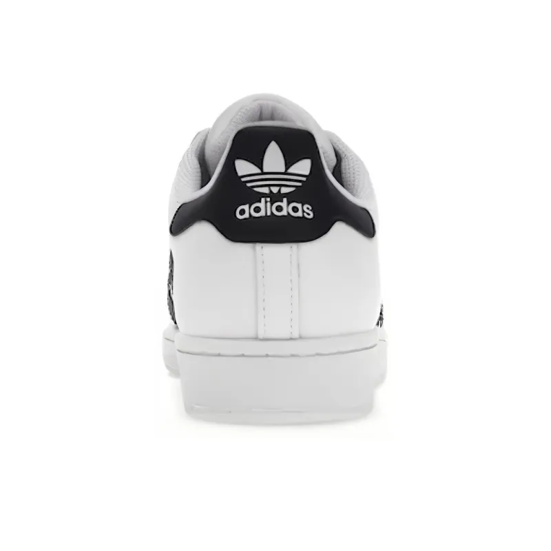 Adidas Originals Superstar Series Durable Breathable Low Top Skateboard Shoes Unisex White Black-3