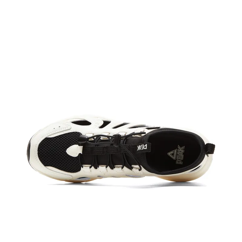 PEAK Cushioning Anti Slip Wear Resistant Breathability Low Top Running Shoes Men's Ecru Black-3