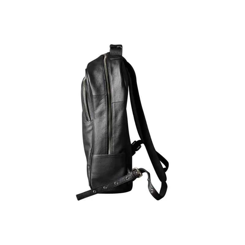 DOSRFINI Genuine Leather Top Grain Cow Leather Backpack Regular Men's Black-2