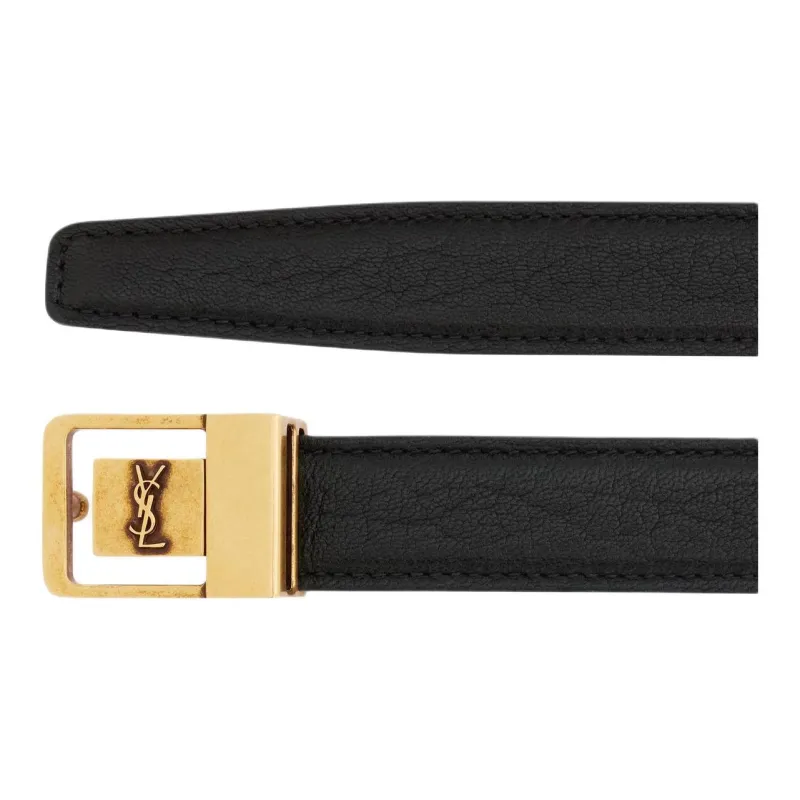 SAINT LAURENT La 66 Buckle Thin Belt-1