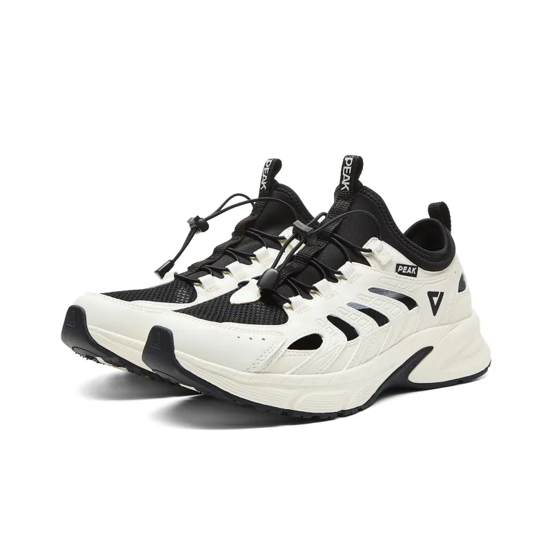 PEAK Cushioning Anti Slip Wear Resistant Breathability Low Top Running Shoes Men's Ecru Black-2