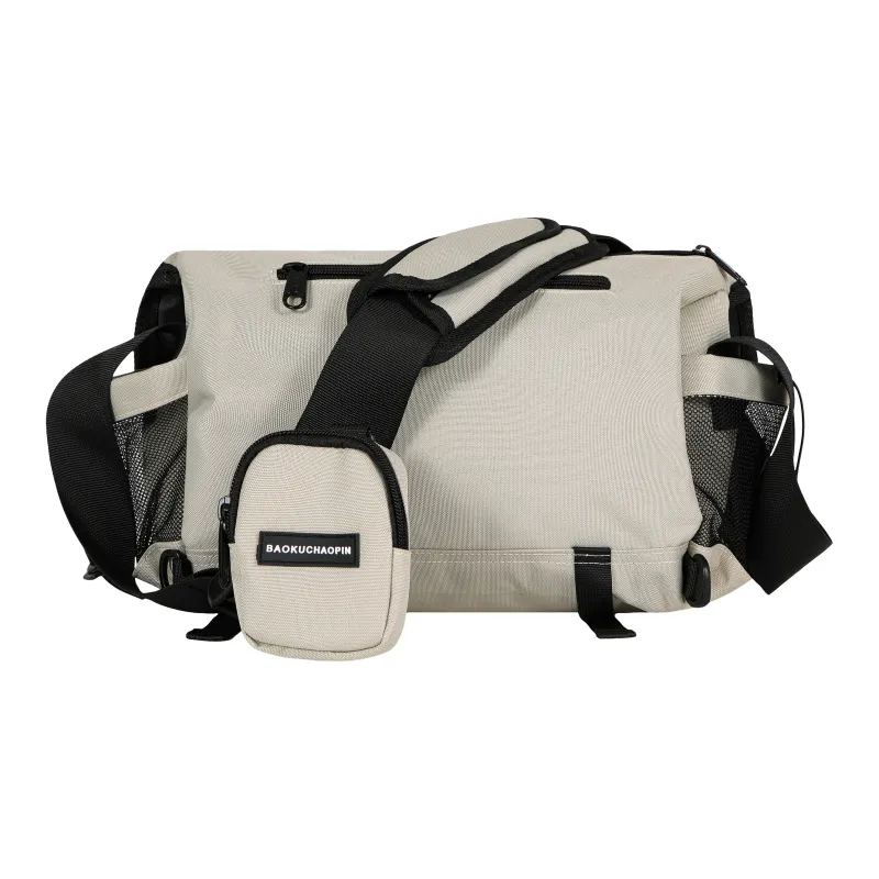 KONADCT Nylon Commute Urban Techwear Crossbody Bag Large Size Unisex Khaki/White/Gray/Army Green-3