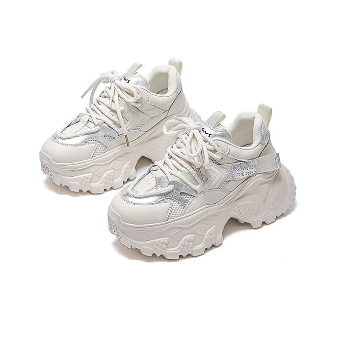 WOOS BOBO Cushioning, Breathable, Lightweight, Height Increasing Low Top Chunky Sneakers Women's-2