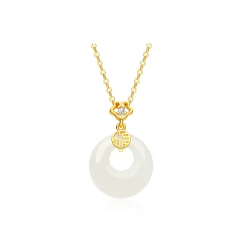 ME LUXE Necklaces Pale Greenish White Jade Women's