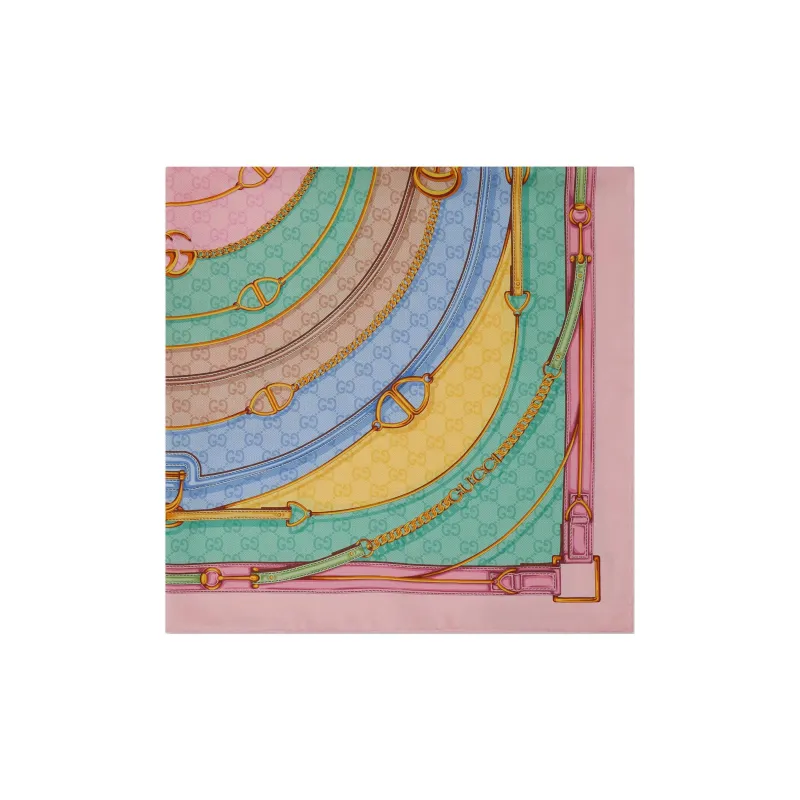 GUCCI Gg Belt print Silk Scarf-1
