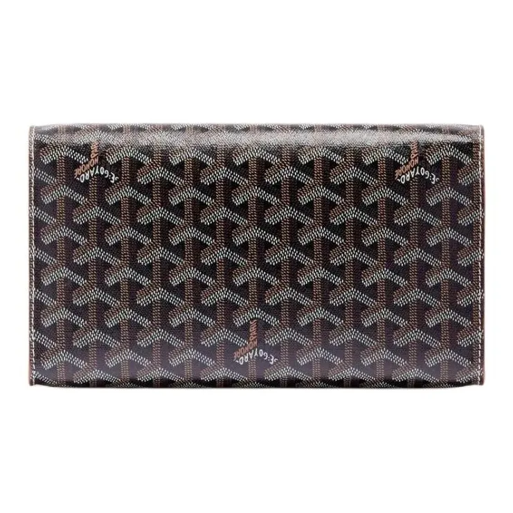 GOYARD MONTE-CARLO Canvas With Calfskin One Shoulder Crossbody Clutches Small Size Unisex Black & Brown-2