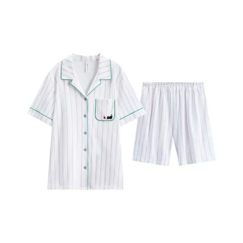 FENTENG Pajama Set Women's Elegant White