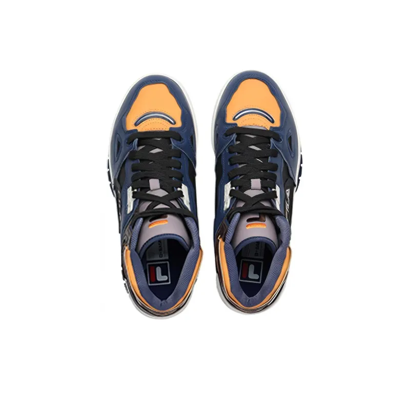 FILA FUSION Teratach Cushioning Anti Slip And Wear Resistant Mid Top Vintage Basketball Shoes Men's Black Kelp-3