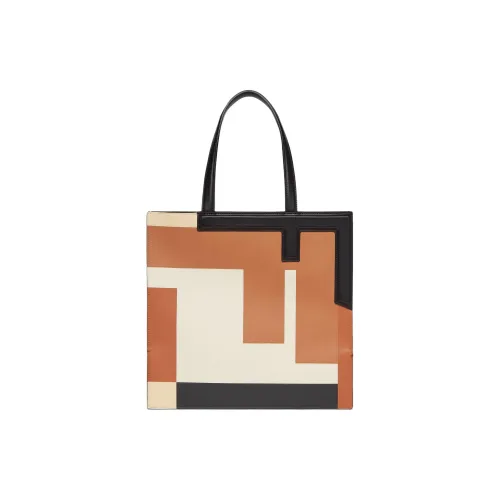 FENDI Leather Tote Bag Shopping Bag Handbag Medium Size Women's Multicolor
