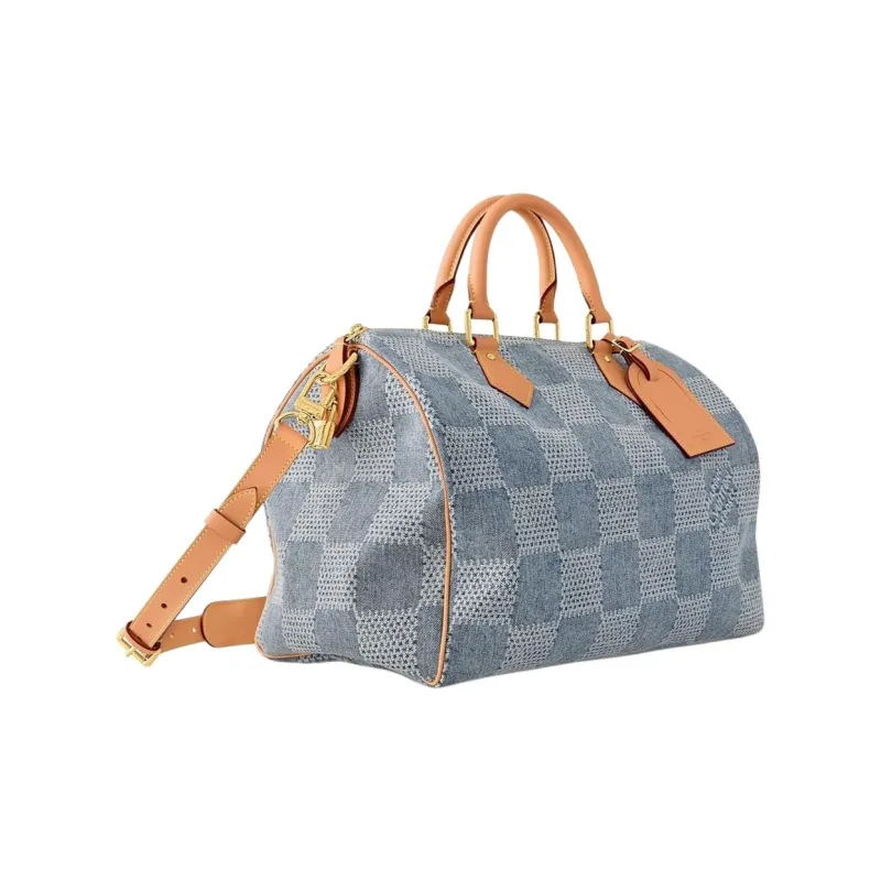 LOUIS VUITTON Speedy 40 Bandouliere Damier Denim 3D Blue Denim-5
