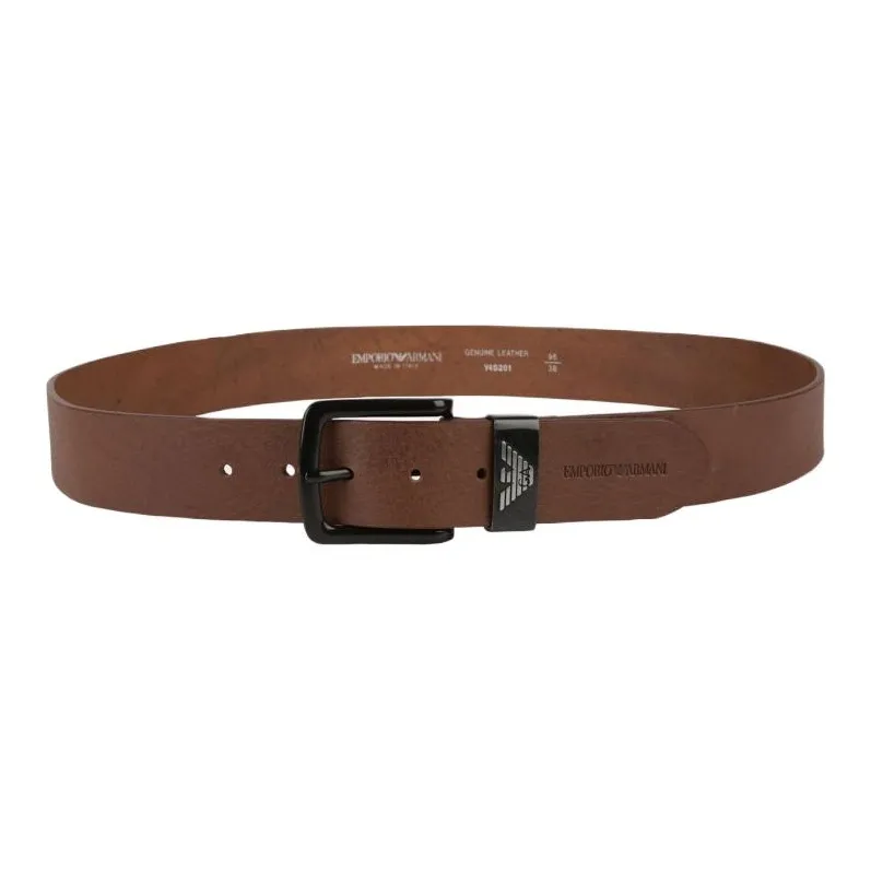 EMPORIO ARMANI Badge Label Pin Buckle Leather Belts Men's Brown-1