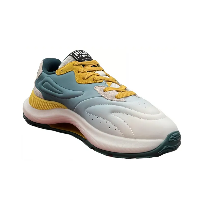 FILA Flusso Anti-Slip And Wear-Resistant Coverage Low-Top Casual Shoes Men's White Yellow-2