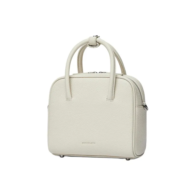 MESCOLATO Cow Leather Shoulder Bag Crossbody Bag Handbag Small Size Women's Milkshake White-3