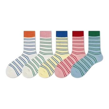 COTTON CHEESE Mid-Calf Socks Women's 5 Pack