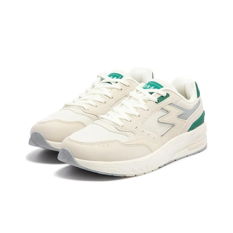 361° Cushioning Wear Resistant Low Top Casual Shoes Men's Beige White Green-2