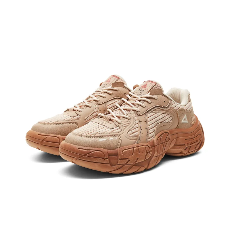 PEAK Taichi Tire Shoes Cushioning Anti-Slip And Wear-Resistant Rebound Low-Top Vintage Casual Shoes Men's Sand Yellow-2
