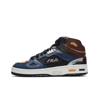 FILA FUSION Teratach Cushioning Anti Slip And Wear Resistant Mid Top Vintage Basketball Shoes Men's Black Kelp