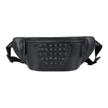 DOSRFINI Top Grain Cow Leather Genuine Leather Fanny Pack Men's