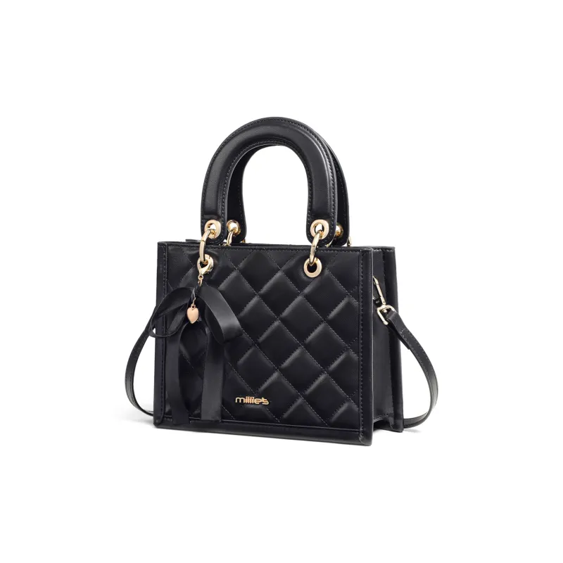 MILLIE'S Cow Leather With Synthetic Leather Handbag Regular Women's Athenian Black-4