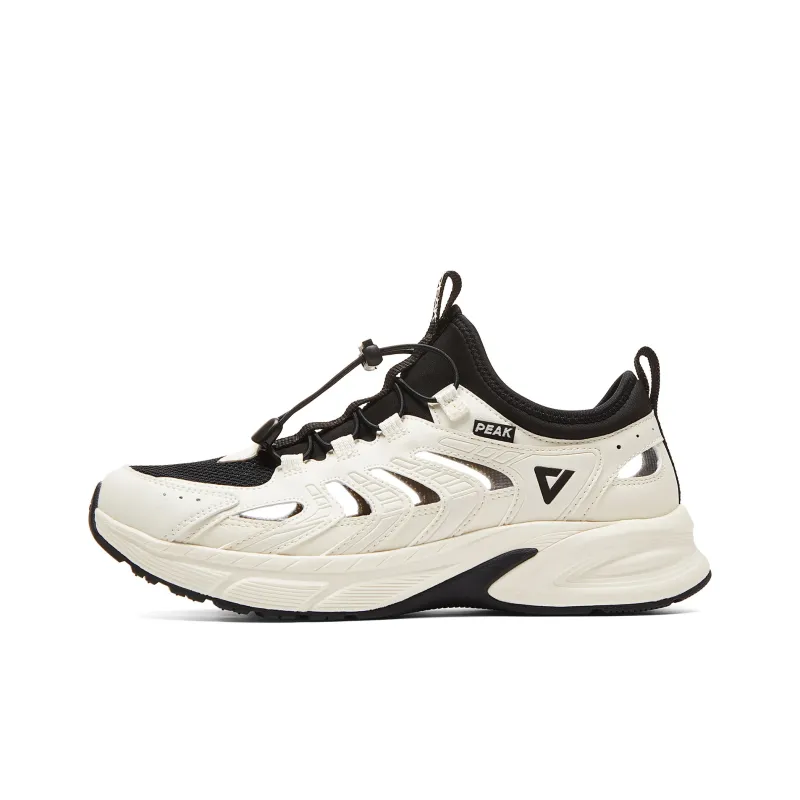 PEAK Cushioning Anti Slip Wear Resistant Breathability Low Top Running Shoes Men's Ecru Black-0