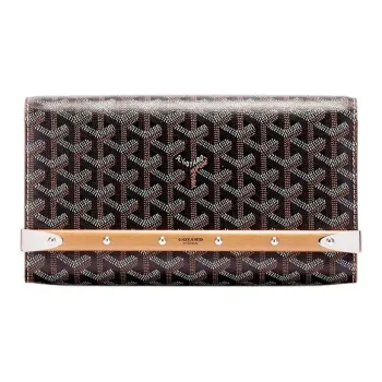 GOYARD MONTE-CARLO Canvas With Calfskin One Shoulder Crossbody Clutches Small Size Unisex Black & Brown