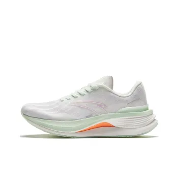Anta Cushioning Wear Resistant Low Top Running Shoes Women's White Green Orange