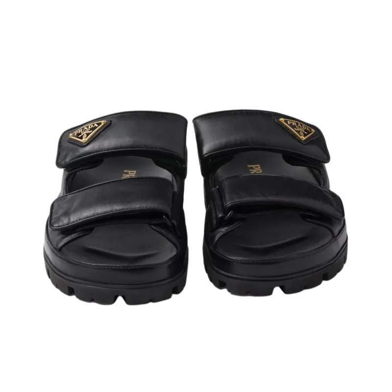 PRADA Padded Leather Sandals-5