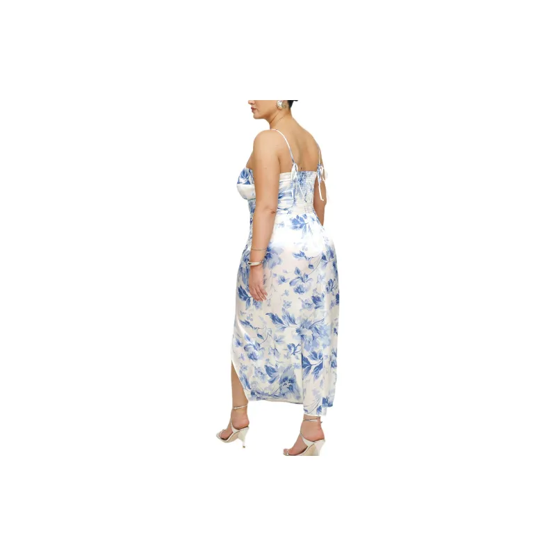 REFORMATION Marguerite Silk Dress Es Slip Dresses Women's Blue-1