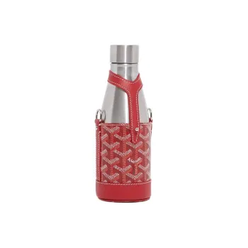 GOYARD YONNE Canvas With Calfskin Water Bottle Bag Shoulder Bag Crossbody Bag Small Size Unisex Red