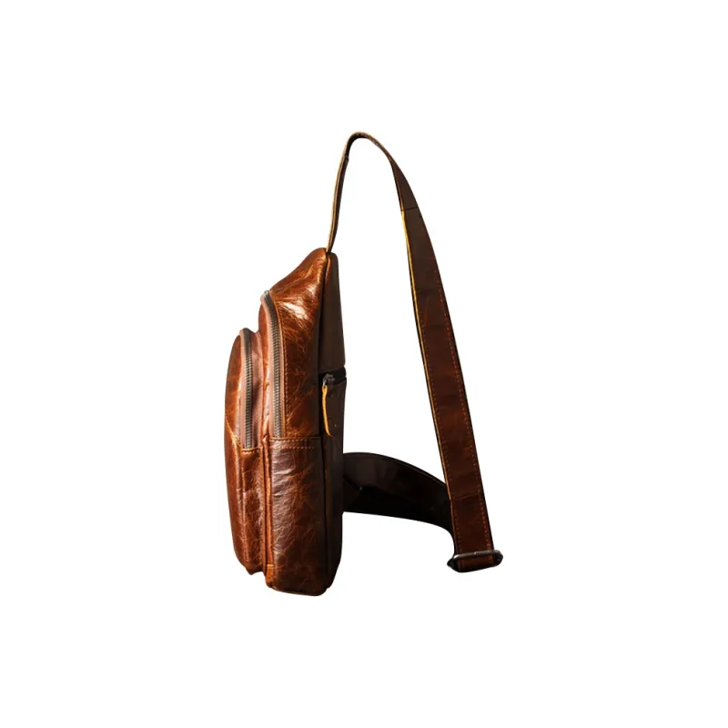 DOSRFINI Genuine Leather Top Grain Cow Leather Sling Bag Regular Men's-7