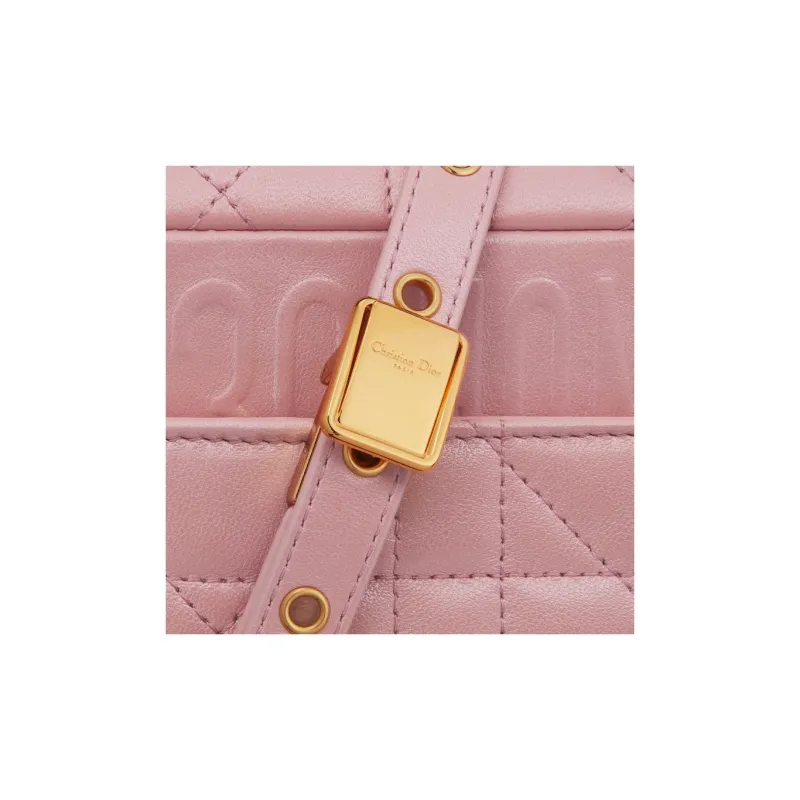 DIOR Caro Macrocannage Lambskin Shoulder Bag Women's Pink Pearlescent-5