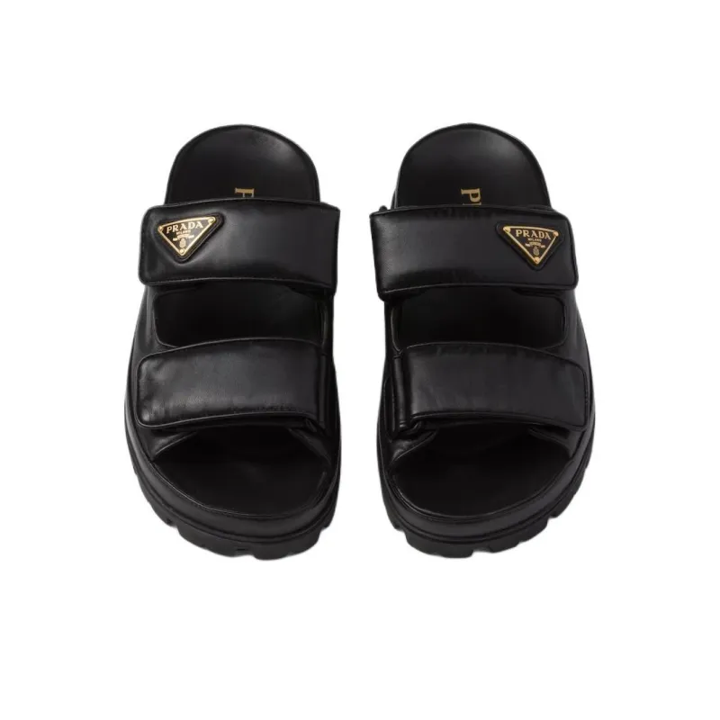 PRADA Padded Leather Sandals-4