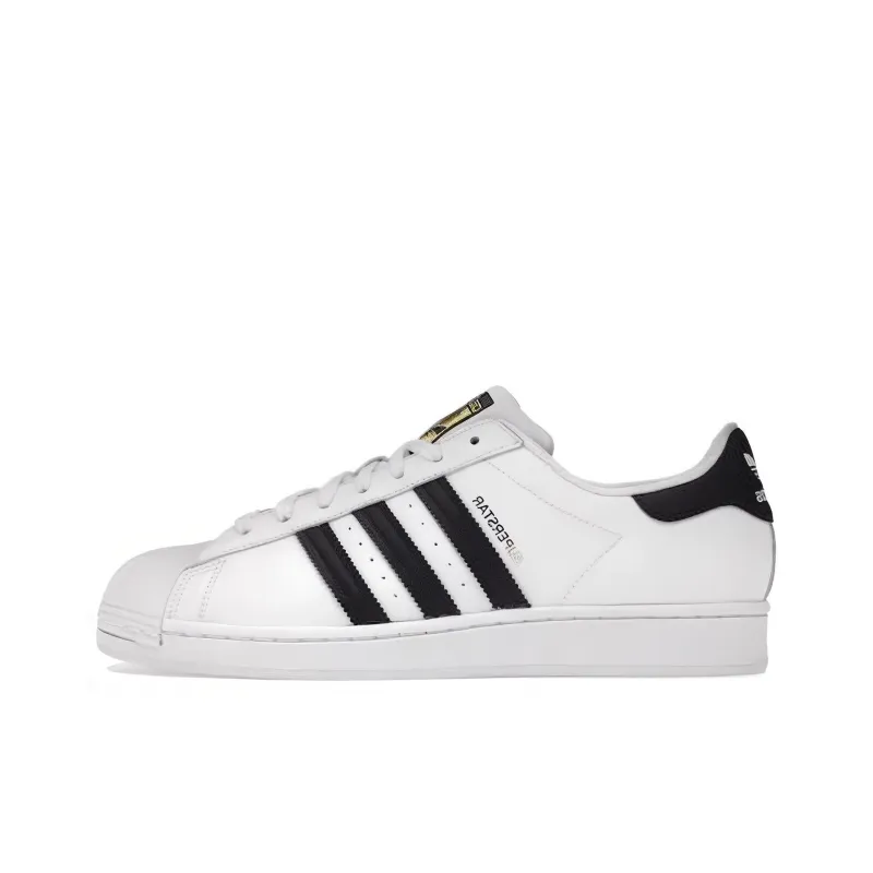 Adidas Originals Superstar Series Durable Breathable Low Top Skateboard Shoes Unisex White Black-0