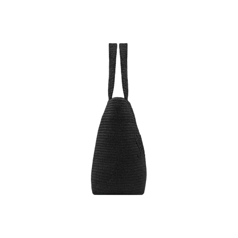SAINT LAURENT Raffia Tote Bag Shopping Bag Handbag Unisex Black-2