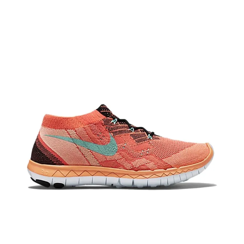 Nike Free 3.0 Flyknit Cushioned Slip Resistant Low Top Casual Running Shoes Women's Orange Blue-1