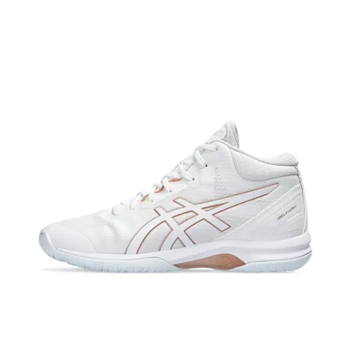 Asics Lady Gelfairy 8 Basketball Shoes Unisex Mid-Top White Gold