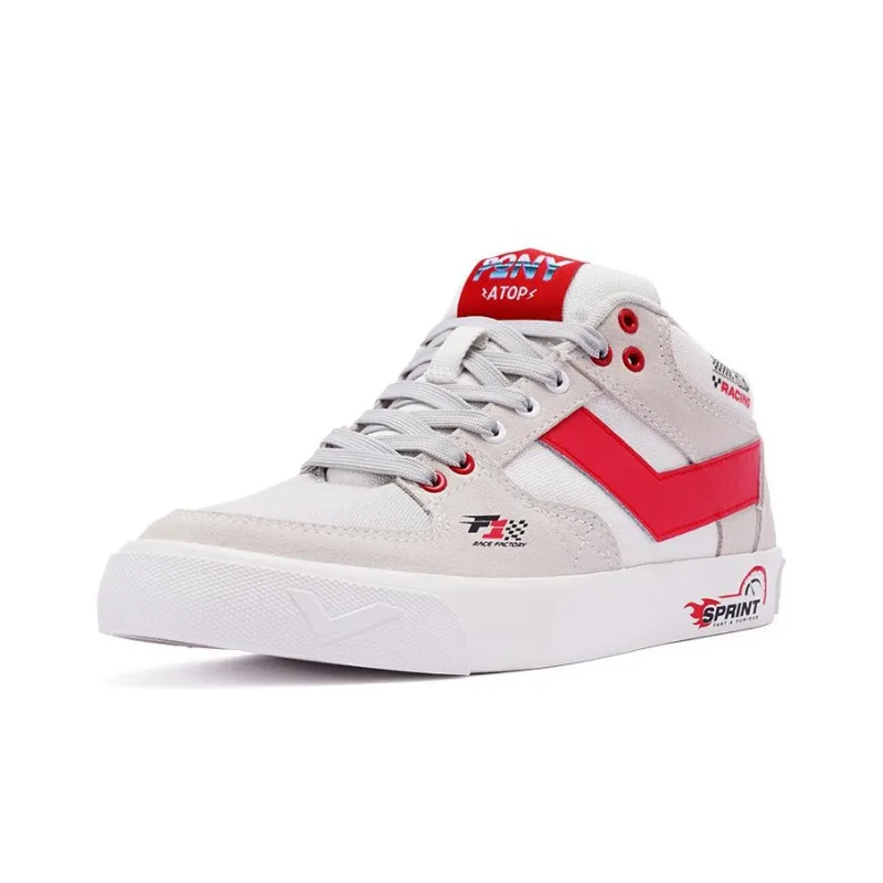 PONY Atop Wrapping Anti Slip Shock Absorbing And Wear Resistant Low Top Skateboard Shoes Unisex Beige Red-2