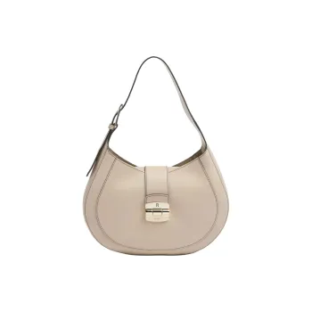 Furla Club 2 Grained Leather Hobo Bag Handbag Shoulder Bag Women's Light Umber