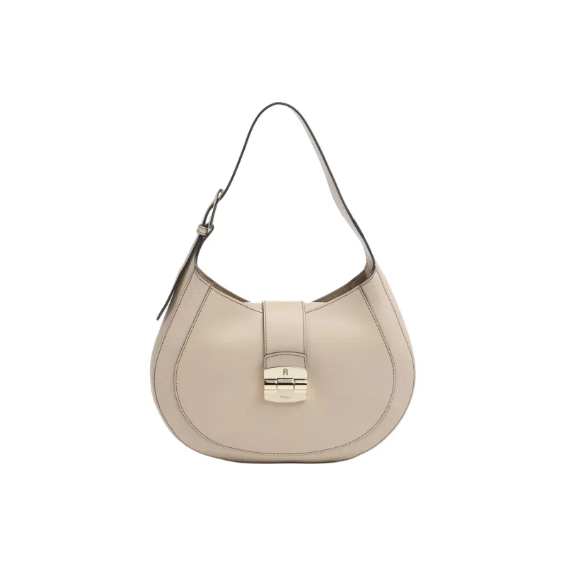 Furla Club 2 Grained Leather Hobo Bag Handbag Shoulder Bag Women's Light Umber-0