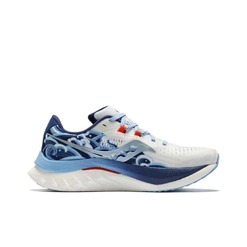 Saucony Endorphin Speed Brown 4 Cushioned Slip Resistant Low Top Training Running Shoes Unisex White Blue-1