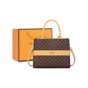 MashaLanti PVC And Synthetic Leather Handbag Crossbody Bag Shoulder Bag Women's Dark Brown & Apricot