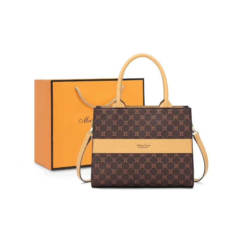 MashaLanti PVC And Synthetic Leather Handbag Crossbody Bag Shoulder Bag Women's Dark Brown & Apricot-0