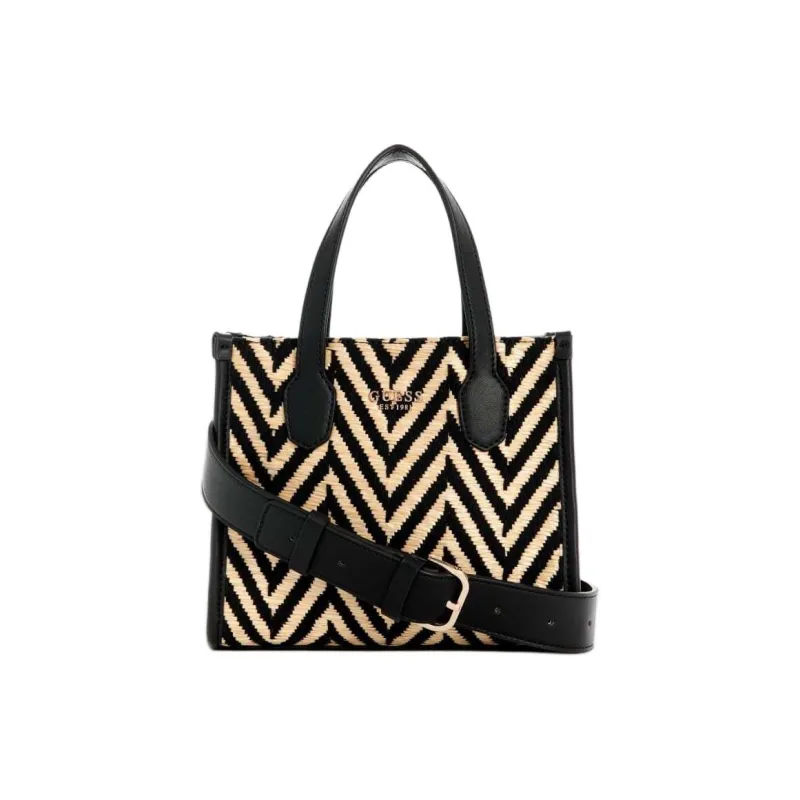 GUESS Artificial Leather Tote Bag Shopping Bag Shoulder Bag Handbag Mini Women's Black-0
