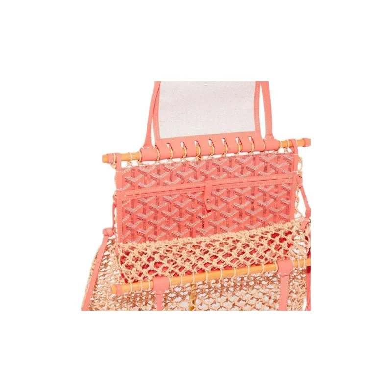 GOYARD Aligre Raffia With Canvas Shoulder Bags Handbags Women's Pink & Beige-2