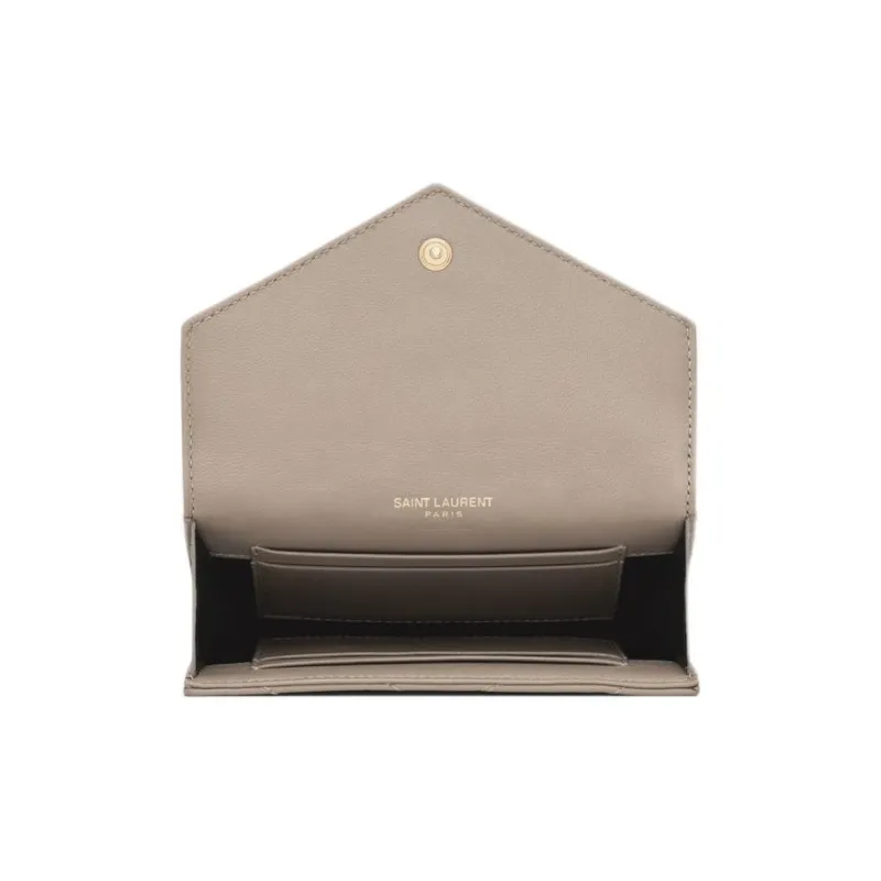 SAINT LAURENT Lambskin Wallet Women's Taupe-3