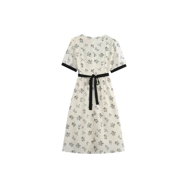 COVT Short Sleeved Dresses Women's White Floral-1