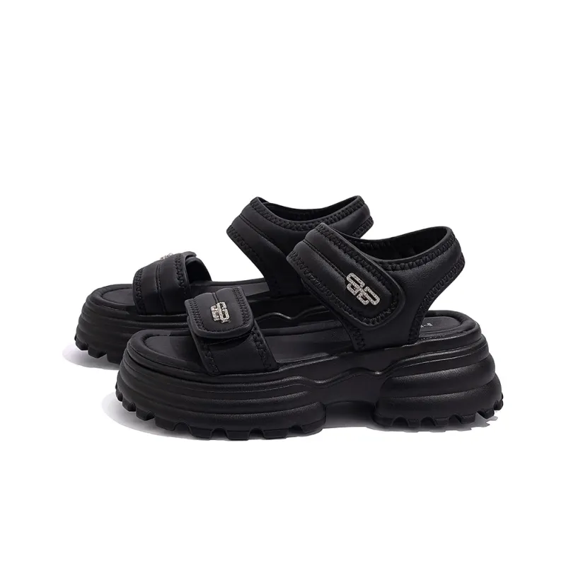 HUANQIU Beach Sandals Women's Black-2