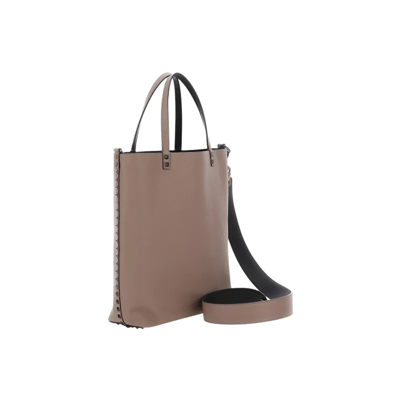 Valentino Calfskin Tote Bag Shopping Bag Shoulder Bag Handbag Men's Light Brown-2