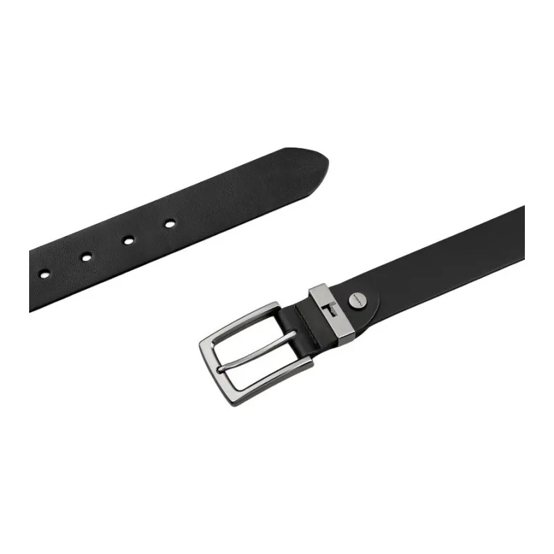 Thereble Business Elegant Alloy Pin Buckle Top Grain Cow Leather Belts Men's Black-4