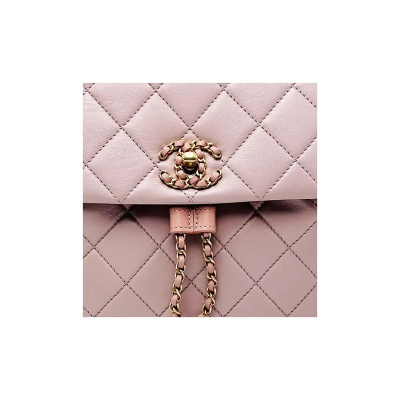 CHANEL Sheepskin Backpack Women's Light Pink Red-2